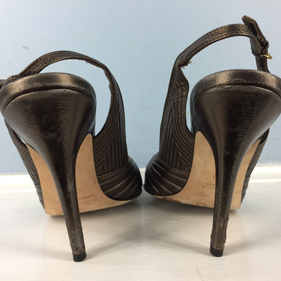 GUCCI Brown Bronze slingback heels 8 Formal - Picture 4 of 6